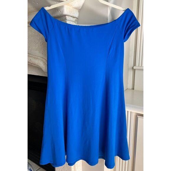 Susana Monaco Women’s Off the Shoulder Blue Flowing Minidress Size Small - Picture 1 of 4